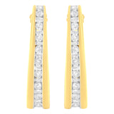 10K Yellow Gold 1 cttw Channel Set Diamond J-Hoop Earrings (H-I Clarity, I1-I2 Color)