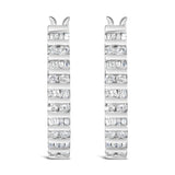 10K White Gold 1.0 Cttw Alternating  Diamond "U" Hoop Earrings (I-J Color, I2-I3 Clarity)
