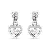 14K White Gold 1/6 Cttw Diamond Dangle Heart Stud Earrings (H-I, SI2-I1)