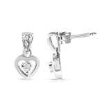 14K White Gold 1/6 Cttw Diamond Dangle Heart Stud Earrings (H-I, SI2-I1)