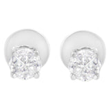 14K White Gold 1/2 Cttw Pie-Cut Diamond Solitaire Stud Earrings (H-I Color, SI1-SI2 Clarity)