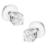 14K White Gold 1/2 Cttw Pie-Cut Diamond Solitaire Stud Earrings (H-I Color, SI1-SI2 Clarity)