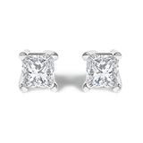 14K White Gold 1/2 Cttw Princess Cut Lab Grown Diamond Solitaire Stud Earrings (F-G Color, VS2-SI1 Clarity)