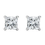 14K White Gold 1/2 Cttw Princess Cut Lab Grown Diamond Solitaire Stud Earrings (F-G Color, VS2-SI1 Clarity)