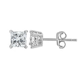 14K White Gold 1/2 Cttw Princess Cut Lab Grown Diamond Solitaire Stud Earrings (F-G Color, VS2-SI1 Clarity)