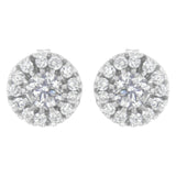 14k White Gold 1 cttw Diamond Halo Stud Earrings (I-J Clarity, I1-I2 Color)