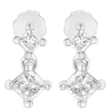 14K White Gold 3/4 cttw Double Diamond Princess-Cut Stud Earrings (I-J Clarity, I2-I3 Color)