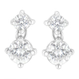 14K White Gold 1 cttw Double Diamond Stud Earrings (H-I Clarity, SI2-I1 Color)