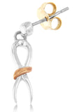 10K Two-Toned Gold Flash Plated .925 Sterling Silver Awareness Ribbon Dangle Earrings