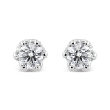 14K White Gold 1/2 Cttw Round Diamond Crown Stud Earring (I-J Color, I1-I2 Clarity)