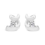 10K White Gold 1/10 Cttw Round Brilliant-Cut Diamond Espira Swirls Solitaire Push Back Stud Earrings (I-J Color, I1-I2 Clarity)