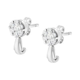14K White Gold 3/4 Cttw Diamond Floral Cluster Drop and Dangle Stud Earrings (H-I Color, I1-I2 Clarity)