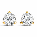 14K White Gold 2 Cttw Round Lab-Grown Diamond 3-Prong Martini Solitaire Screwback Stud Earrings