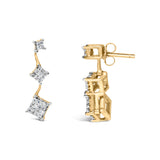 14K Yellow Gold 1 cttw Princess Cut Diamond Earrings (H-I, SI1-SI2)