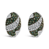 14K White Gold 2.00 Cttw White and Treated Blue Diamond Oval Shield Omega Back Earrings (H-I Color, SI1-SI2 Clarity)
