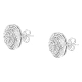 .925 Sterling Silver 1/4 Cttw Baguette and Round Diamond Swirl Love Knot Stud Earrings (I-J Color, I3 Clarity)