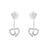 .925 Sterling Silver 1/4 Cttw Diamond Swirl Heart Front/Back Earrings (I-J Color, I2-I3 Clarity)