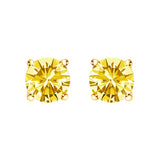 14K White Gold 1.0 Cttw Lab Grown Yellow Diamond Solitaire Stud Earrings (Yellow Color, VS2-SI1 Clarity)