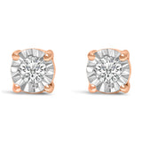 .925 Sterling Silver 1/10 Cttw Round Brilliant-Cut Lab Grown Diamond Miracle-Set Stud Earrings (F-G Color, VS1-VS2 Clarity)