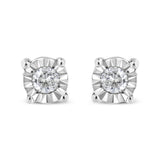 10K Yellow Gold Plated .925 Sterling Silver 1/10 Cttw Round Brilliant-Cut Diamond Miracle-Set Stud Earrings (J-K Color, I3 Clarity)