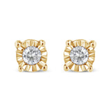 10K Yellow Gold Plated .925 Sterling Silver 1/10 Cttw Round Brilliant-Cut Diamond Miracle-Set Stud Earrings (J-K Color, I3 Clarity)