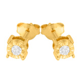 10K Yellow Gold Plated .925 Sterling Silver 1/10 Cttw Round Brilliant-Cut Diamond Miracle-Set Stud Earrings (J-K Color, I3 Clarity)