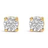 .925 Sterling Silver 1/10 Cttw Round Brilliant-Cut Lab Grown Diamond Miracle-Set Stud Earrings (F-G Color, VS1-VS2 Clarity)