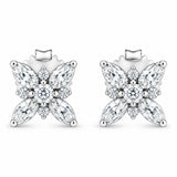 14K White Gold Marquise Diamond Flower Stud Earring (1.00 cttw, H-I Color, SI1-SI2 Clarity)