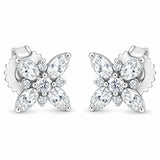 14K White Gold Marquise Diamond Flower Stud Earring (1.00 cttw, H-I Color, SI1-SI2 Clarity)