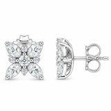 14K White Gold Marquise Diamond Flower Stud Earring (1.00 cttw, H-I Color, SI1-SI2 Clarity)