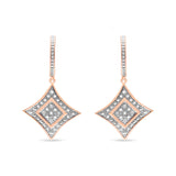 14K Rose Gold Plated .925 Sterling Silver Round-Cut Diamond Accent Dangle Rhombus Earrings (H-I Color, I2-I3 Clarity)