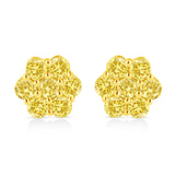 .925 Sterling Silver 1/4 Cttw Treated Yellow Diamond Floral Stud Earrings (Yellow Color, I1-I2 Clarity)