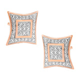 .925 Sterling Silver Diamond Accented 4-Stone Four Pointed Star Shaped Halo-Style Stud Earrings (H-I Color, I2-I3 Clarity)