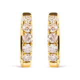 10K Yellow Gold 1/2 Cttw Round-Cut Diamond Hoop Earrings