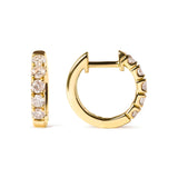 10K Yellow Gold 1/2 Cttw Round-Cut Diamond Hoop Earrings