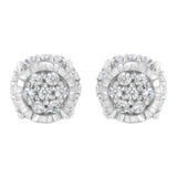 .925 Sterling Silver 1/3 cttw Round-cut Diamond Floral Stud Earring (I-J Clarity, I3 Color)