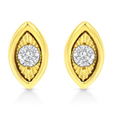 10K Yellow Gold Plated .925 Sterling Silver 1/10 Cttw Miracle-Set Diamond Circle Shape Stud Earrings (K-L Color, I2-I3 Clarity)