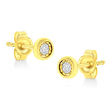 10K Yellow Gold Plated .925 Sterling Silver 1/10 Cttw Miracle-Set Diamond Circle Shape Stud Earrings (K-L Color, I2-I3 Clarity)