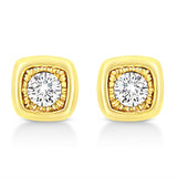 10K Yellow Gold Plated .925 Sterling Silver 1/10 Cttw Miracle-Set Diamond Circle Shape Stud Earrings (K-L Color, I2-I3 Clarity)