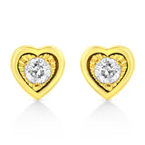 10K Yellow Gold Plated .925 Sterling Silver 1/10 Cttw Miracle-Set Diamond Circle Shape Stud Earrings (K-L Color, I2-I3 Clarity)