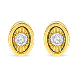 10K Yellow Gold Plated .925 Sterling Silver 1/10 Cttw Miracle-Set Diamond Circle Shape Stud Earrings (K-L Color, I2-I3 Clarity)