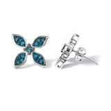 .925 Sterling Silver 1/3 Cttw Blue Diamond Floral Earrings