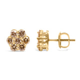 14K Yellow Gold 1.0 Cttw Diamond Floral Stud Earrings (J-K Color, VS2-SI1 Clarity)