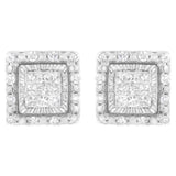 10K White Gold 1/2 cttw Invisible Set Princess-Cut Diamond Square Stud Earring (I-J Color, I1-I2 Clarity)