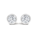 14K White Gold 1/2 Cttw Lab Grown Diamond Bezel Solitaire Stud Earrings
