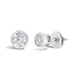 14K White Gold 1/2 Cttw Lab Grown Diamond Bezel Solitaire Stud Earrings