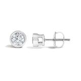 14K White Gold 1/2 Cttw Lab Grown Diamond Bezel Solitaire Stud Earrings