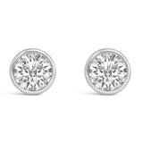 14K White Gold 1.0 Cttw Lab Grown Diamond Screw-Back Classic Bezel Solitaire Stud Earrings (G-H Color, VS2-SI1 Clarity)