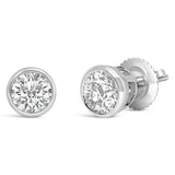 14K White Gold 1.0 Cttw Lab Grown Diamond Screw-Back Classic Bezel Solitaire Stud Earrings (G-H Color, VS2-SI1 Clarity)