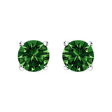 14K White Gold 1/2 Cttw Lab Grown Green Diamond Classic Solitaire Stud Earrings with Pushback